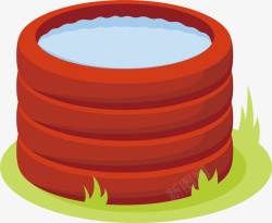 红色卡通儿童游泳池矢量图素材