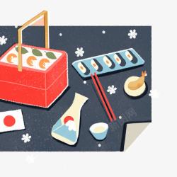 创意手绘寿司礼盒素材