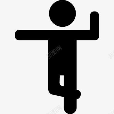 男人锻炼手臂和一条腿图标图标