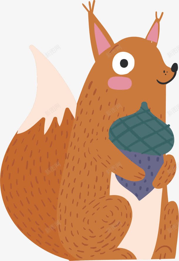 抱着松子的小松鼠png免抠素材_新图网 https://ixintu.com 动物 卡通手绘 可爱 松子 松鼠 简约