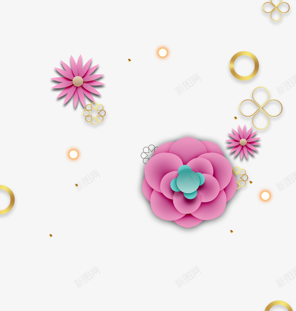 3D立体装饰图案psdpng免抠素材_新图网 https://ixintu.com 3D立体 微立体 新式雕花 立体花朵 花纹 装饰图案