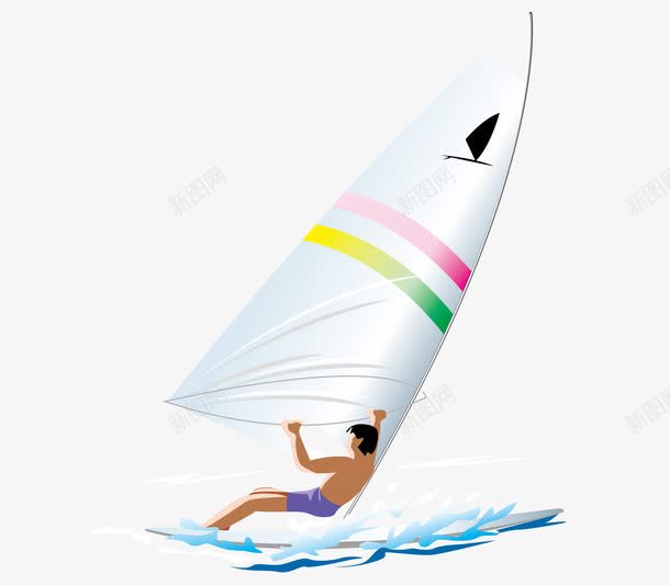 水上帆板运动png免抠素材_新图网 https://ixintu.com 划艇 帆板运动 手绘 矢量帆板运动
