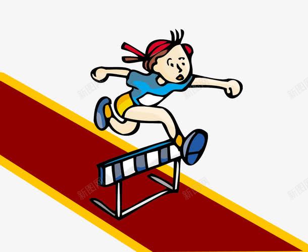 操场跑道上跨栏的女运动员png免抠素材_新图网 https://ixintu.com 免抠 卡通 女远动员 手绘 操场跑道 素材 跨栏 高清