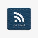 RSS蓝色长方形社会按钮图标图标