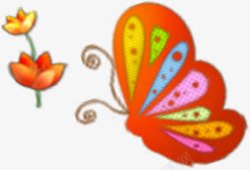 彩色卡通手绘花朵蝴蝶素材