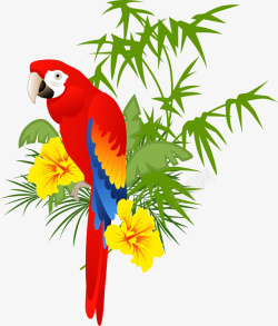 鹦鹉花卉艺术图案矢量图素材