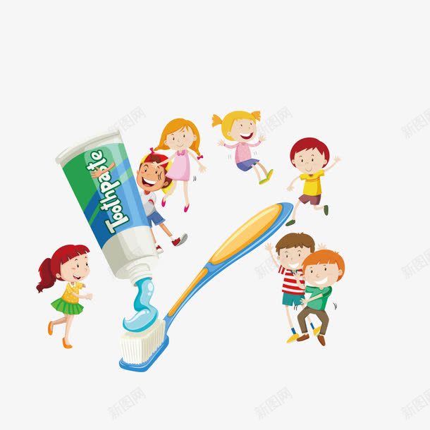 刷牙的儿童png免抠素材_新图网 https://ixintu.com 儿童 刷牙 牙膏