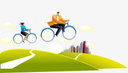 骑自行车的商务人士卡通手绘骑自行车男女商务人士矢量图高清图片