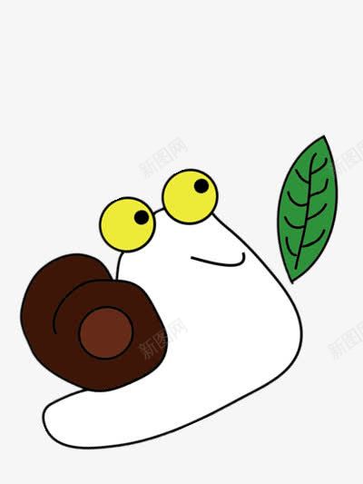 简单蜗牛png免抠素材_新图网 https://ixintu.com 大眼睛 树叶 绿色 黄色