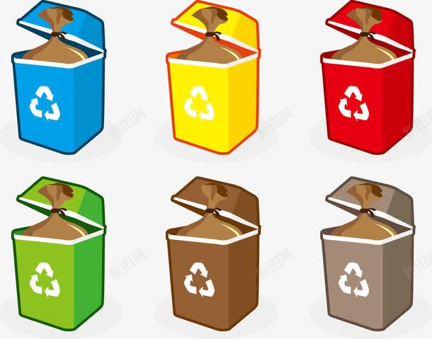 扔垃圾png免抠素材_新图网 https://ixintu.com 五颜六色 可回收垃圾 垃圾桶 垃圾袋
