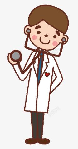 医生职业装卡通手绘男士医生职业装听诊器高清图片