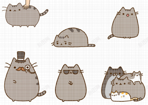 韩系卡通猫png免抠素材_新图网 https://ixintu.com 动画 灰色 猫