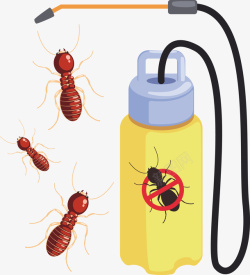 黄色杀虫剂一瓶黄色蚂蚁药矢量图高清图片