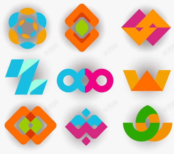 炫彩几何商务标志png免抠素材_新图网 https://ixintu.com logo设计 几何 商务标志 彩色 标志设计