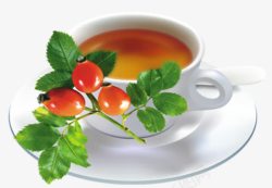 可口的茶水绿叶小番茄茶水茶杯高清图片