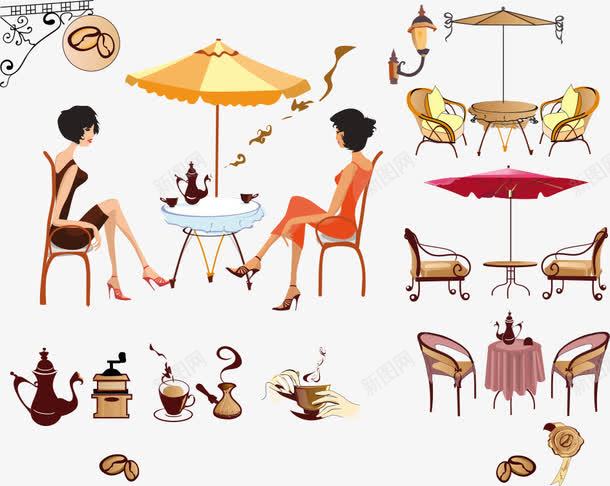 咖啡桌椅png免抠素材_新图网 https://ixintu.com 人物 卡通桌椅 咖啡壶 咖啡桌椅 桌椅