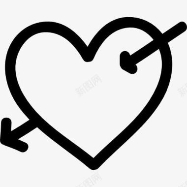 心与Cupid箭手绘符号图标图标