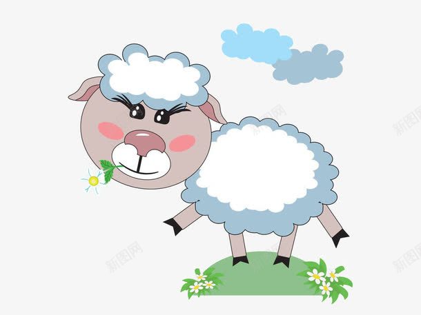 卡通羊png免抠素材_新图网 https://ixintu.com 云 卡通 羊 羊素材 花朵