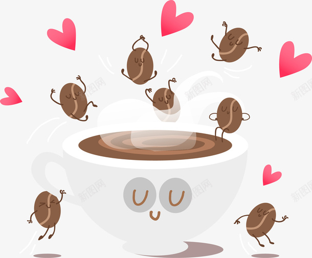 可爱咖啡豆矢量图eps免抠素材_新图网 https://ixintu.com 下午茶 咖啡杯 咖啡豆 热咖啡 矢量素材 矢量图