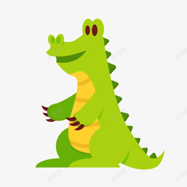 扁平动物绿色鳄鱼png免抠素材_新图网 https://ixintu.com 动物 扁平 绿色 绿色矢量 鳄鱼