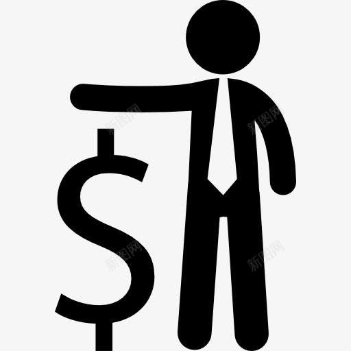 商人与美元符号图标png_新图网 https://ixintu.com 商业符号 商人 男人的标志 站 美元 钱 钱字符号
