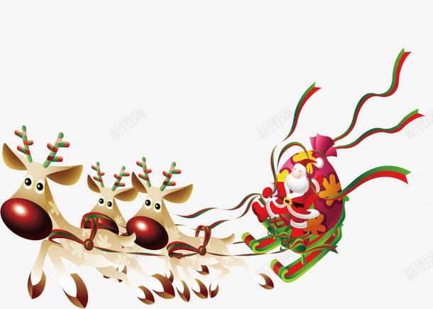 圣诞老人雪橇png免抠素材_新图网 https://ixintu.com 圣诞 圣诞素材 圣诞老人雪橇 节日