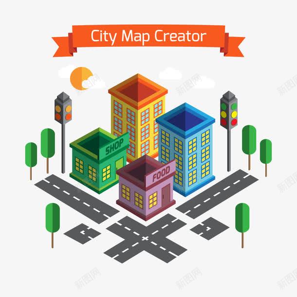 创建一个卡通城市png免抠素材_新图网 https://ixintu.com 创建 卡通 城市