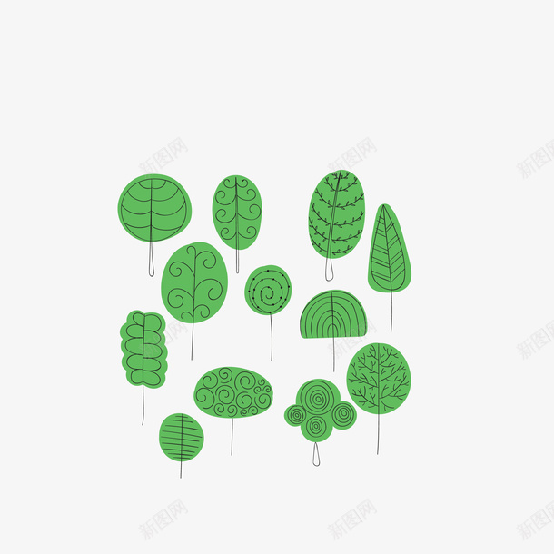 绿色简笔抽象小树林矢量图eps免抠素材_新图网 https://ixintu.com 小树林 矢量小树林 简笔抽象 绿色小树林 矢量图