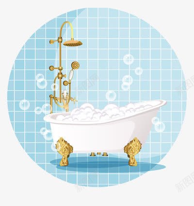 卡通版的浴缸泡泡浴png免抠素材_新图网 https://ixintu.com 卡通 气泡 泡泡浴 浴缸