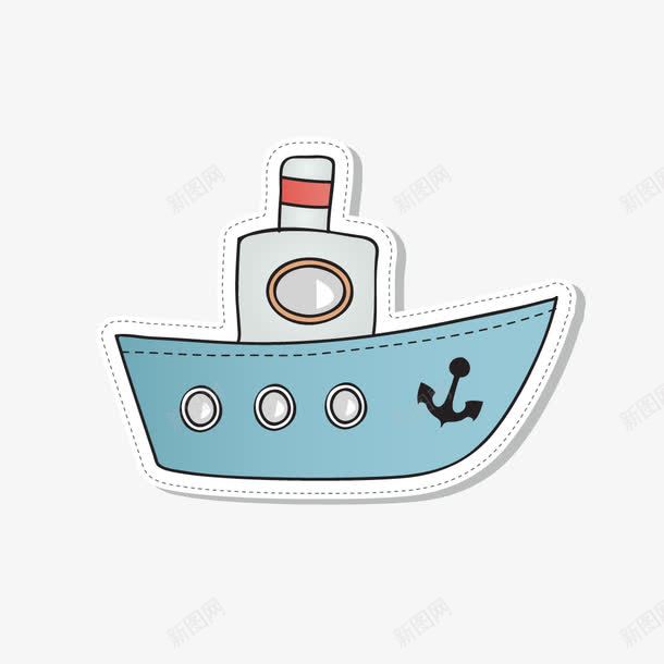 蓝色轮船png免抠素材_新图网 https://ixintu.com 卡通 船 装饰图案
