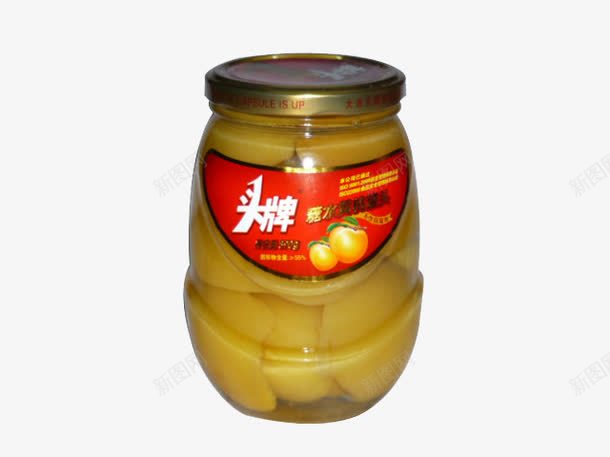 头牌糖水黄桃罐头png免抠素材_新图网 https://ixintu.com 产品实物 休闲食品 罐头 罐装 黄水罐头