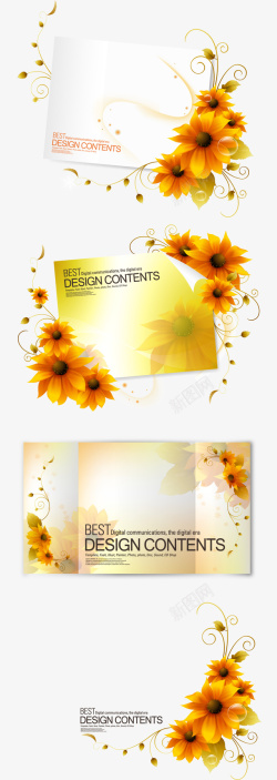 黄色卡片装饰花纹背景矢量图素材