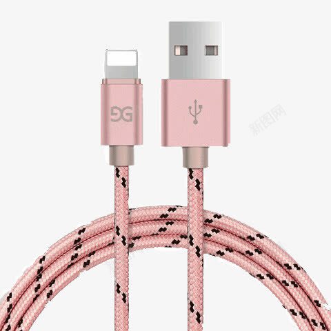 粉色手机线png免抠素材_新图网 https://ixintu.com 产品实物 充电线 手机线 粉色