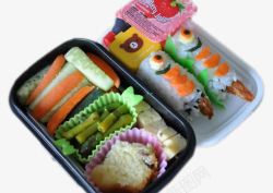 寿司盒饭装满寿司和蔬菜的可爱盒饭高清图片