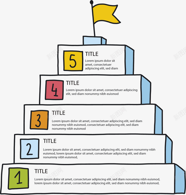 手绘台阶汇报图表矢量图ai免抠素材_新图网 https://ixintu.com 信息图表 台阶 台阶图表 步骤图 汇报图表 矢量png 矢量图
