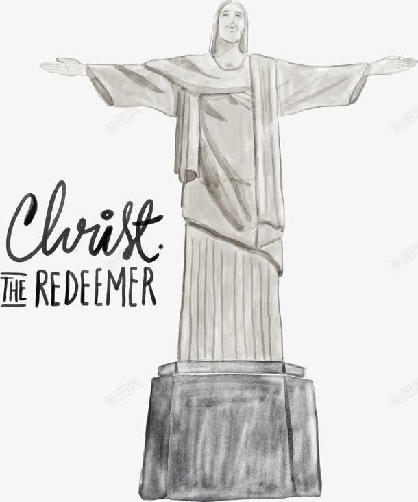 手绘基督像png免抠素材_新图网 https://ixintu.com 基督 巴西文化 手绘 雕塑