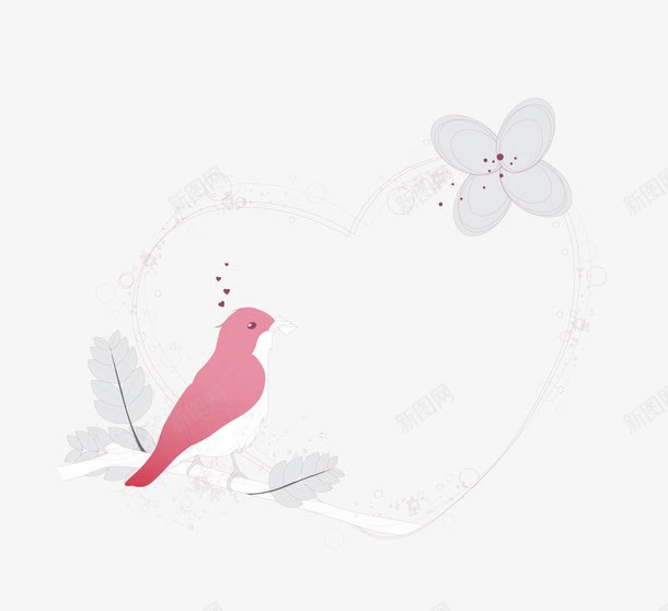 卡通唯美边框png免抠素材_新图网 https://ixintu.com 卡通 唯美 小鸟 花朵 边框