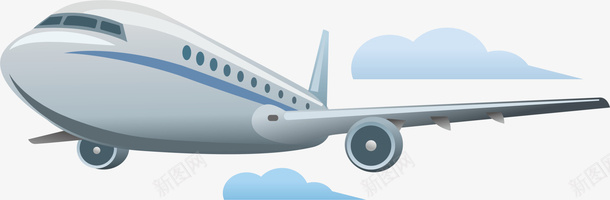 白色卡通飞机png免抠素材_新图网 https://ixintu.com 云朵 免抠PNG 卡通 白色 装饰图案 飞向 飞机