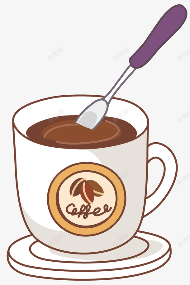 带着勺子的咖啡矢量图ai免抠素材_新图网 https://ixintu.com 勺子 卡通 咖啡 插画 饮料 矢量图