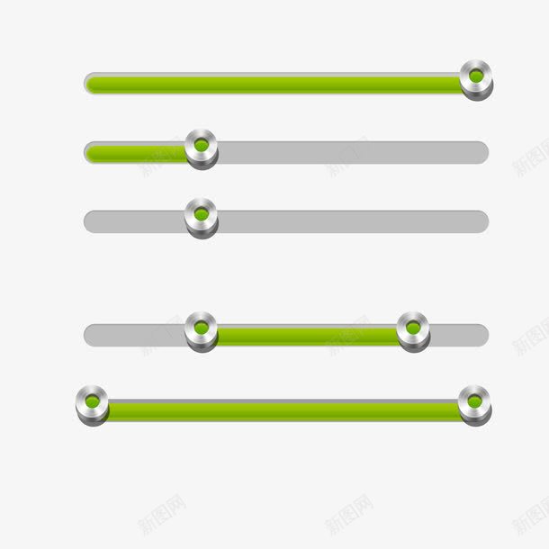 5个绿色按钮进度条png免抠素材_新图网 https://ixintu.com 5个 圆形进度条 按钮 绿色 进度条