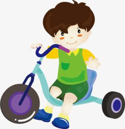 可爱卡通男孩骑车玩耍人物素材