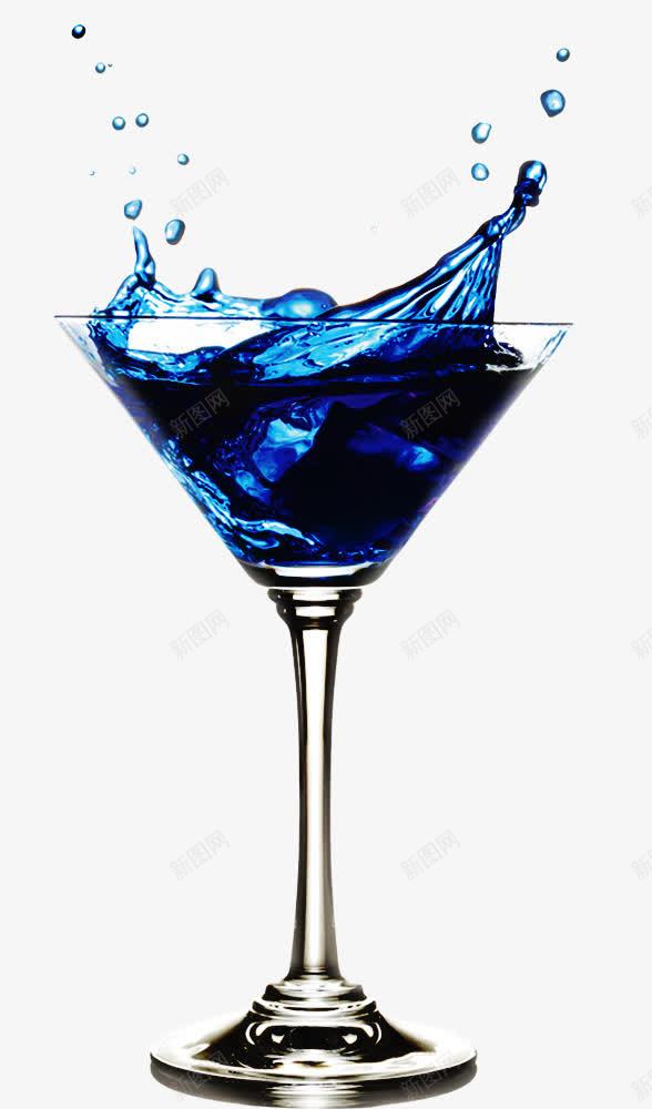 蓝色高脚杯装饰png免抠素材_新图网 https://ixintu.com 产品实物 蓝色酒 酒水产品 高脚杯