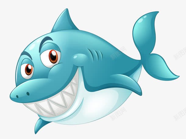 蓝色鲨鱼png免抠素材_新图网 https://ixintu.com 可怕 大眼睛 手绘 蓝色 鲨鱼