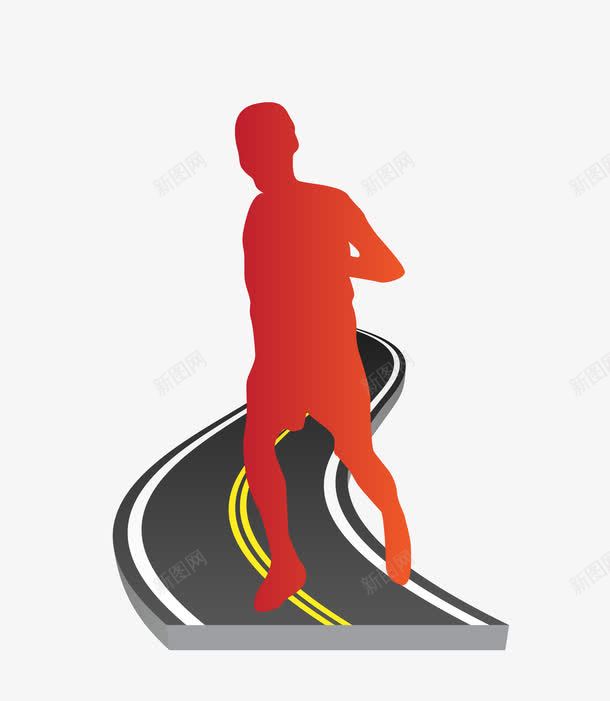 红色运动项目长跑png免抠素材_新图网 https://ixintu.com 卡通图案 跑步的人 运动人物 运动跑道 长跑