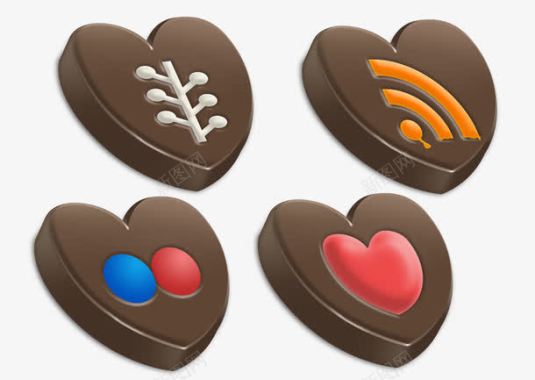 4个爱心巧克力图标图标