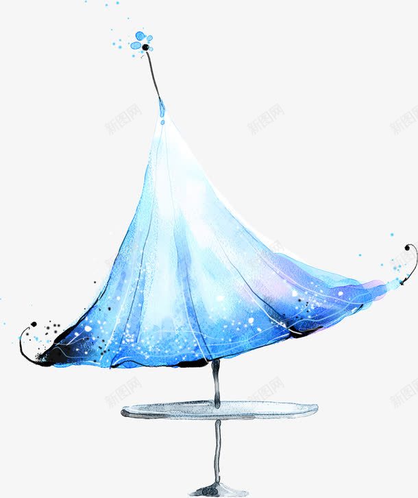 创意水彩合成蓝色的太阳伞png免抠素材_新图网 https://ixintu.com 创意 合成 水彩 蓝色 阳伞