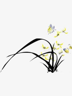 蝴蝶芬芳矢量素材兰花高清图片
