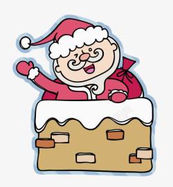 卡通烟囱里的圣诞老人图素材