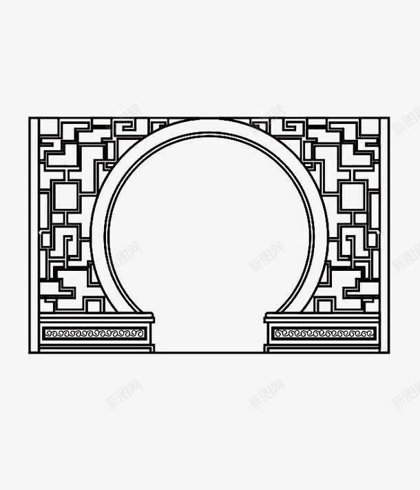 中国风门框png免抠素材_新图网 https://ixintu.com 中国风 中国风木框 传统木门 国风 边框木框