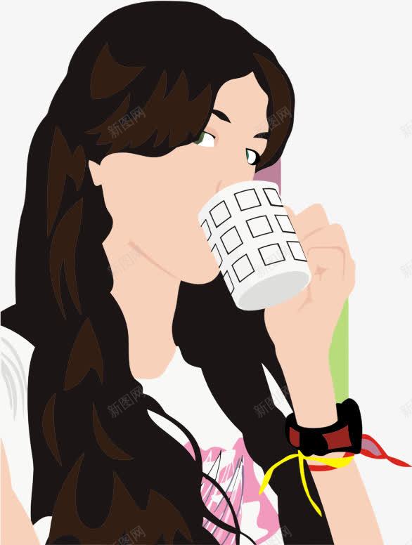 喝咖啡的女人png免抠素材_新图网 https://ixintu.com 卡通人物 卡通女人 喝咖啡 女人